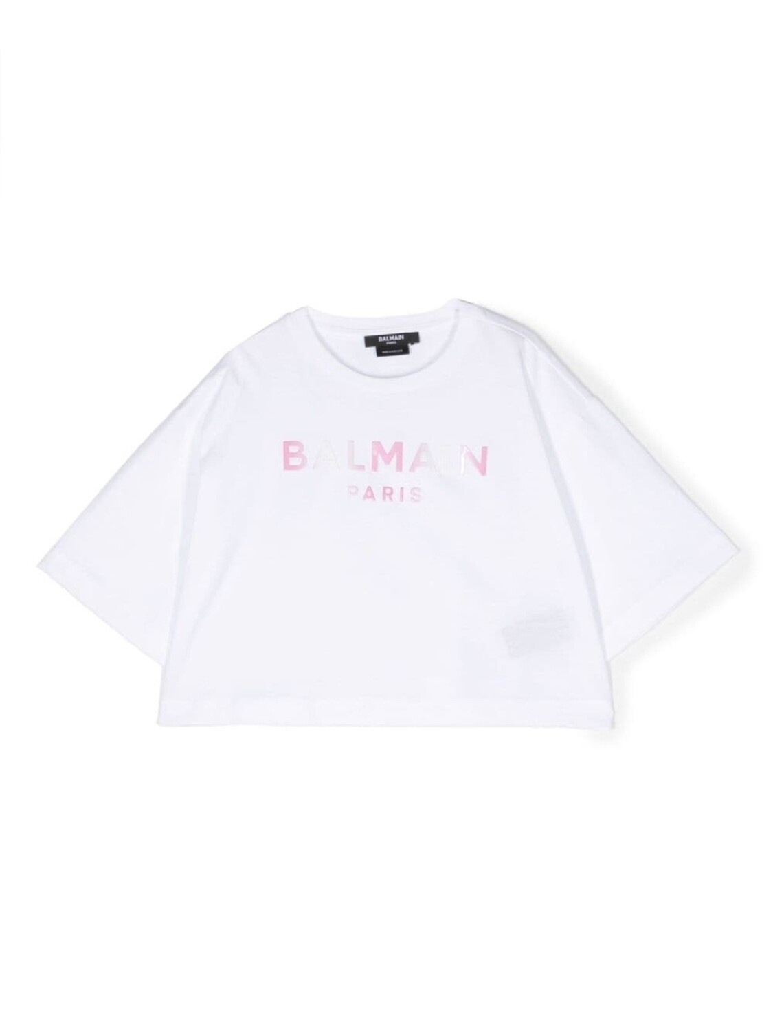 

Balmain Kids укороченная футболка с логотипом, белый
