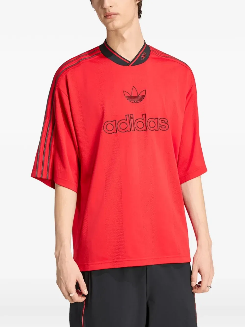 Футболка оверсайз с вышитым логотипом Adidas, красный