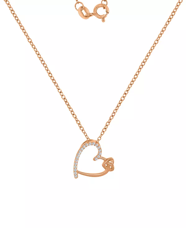 

Ожерелье с подвеской в виде сердца с кубическим цирконием, 18 дюймов, из стерлингового серебра (также доступно из 14-каратного золота и 14-каратного розового золота из стерлингового серебра) Macy'S, rose