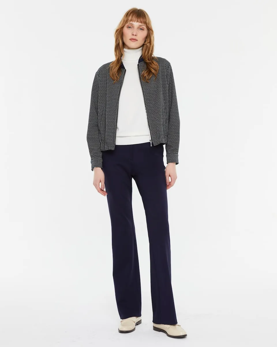 

Женские расклешенные брюки из однотонного трикотажа с высокой посадкой Andam, темно-синий