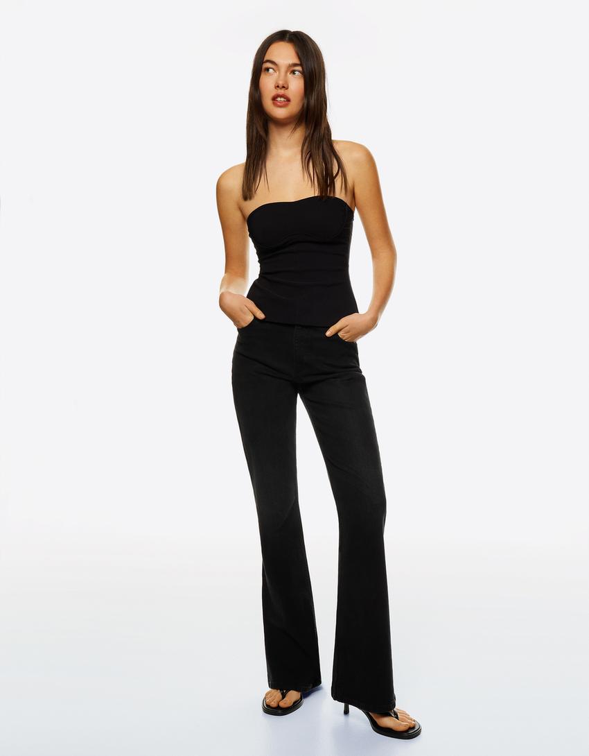 

Расклешенные джинсы Bershka, черный