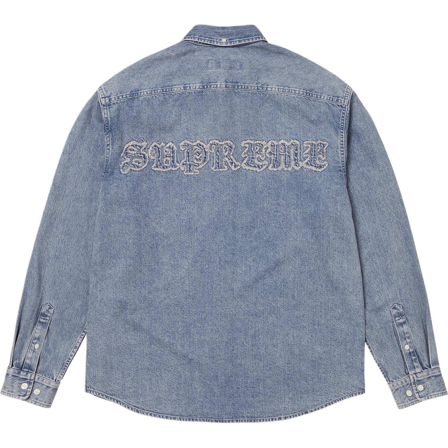 Джинсовая рубашка с аппликацией Supreme, синий/indigo — фото 2