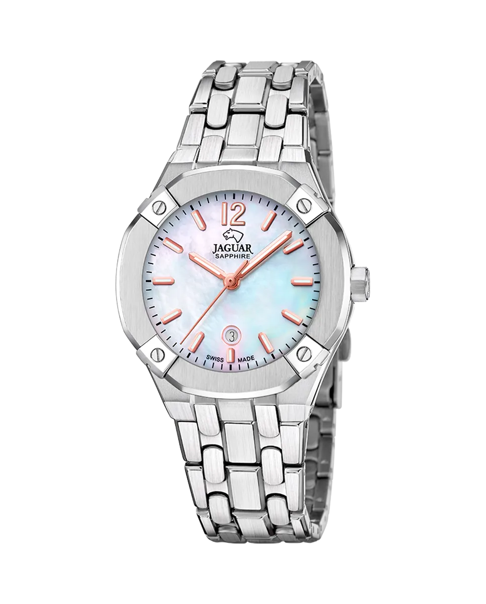 

J1016/1 Дипломатические женские часы из серебристой стали Jaguar, серебряный