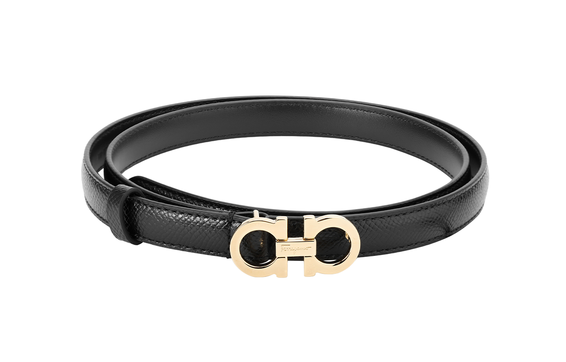 

Женский кожаный ремень FERRAGAMO черного цвета, ширина 1,5 см