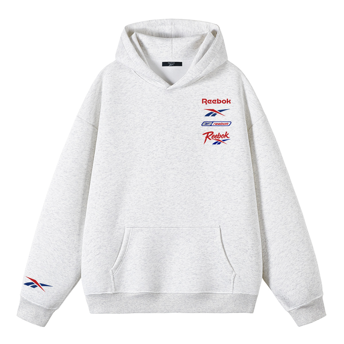 

Толстовка Unisex Hooded Moderate Heavyweight Reebok, белый heather серый