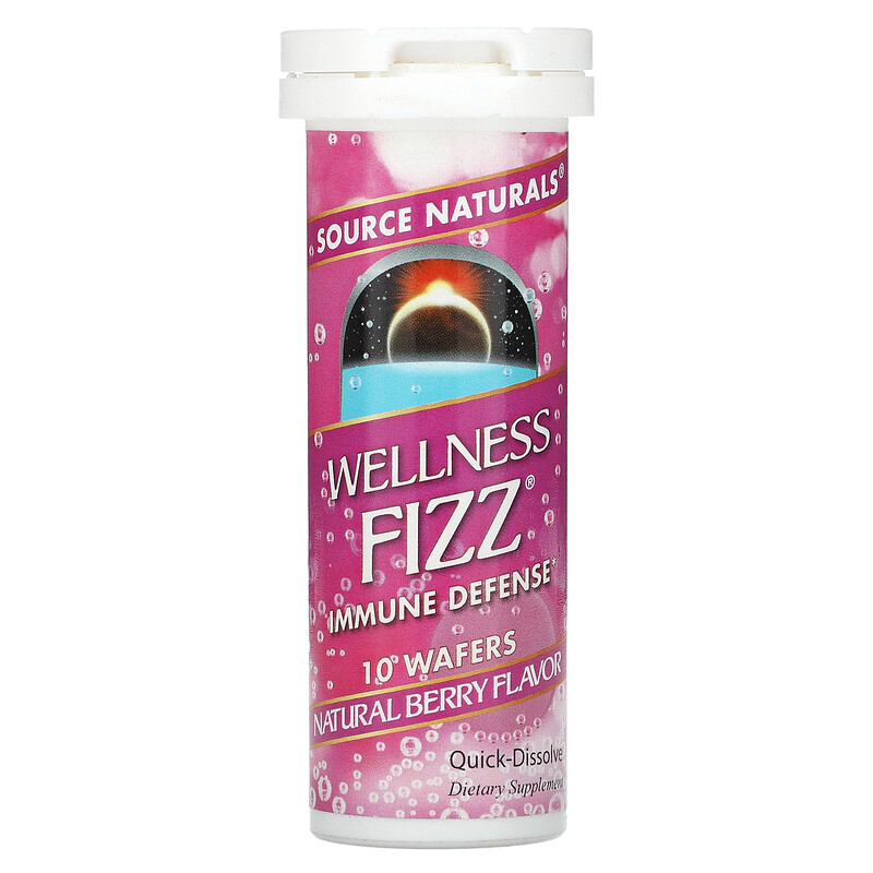 

Source Naturals, Wellness Fizz, иммунная защита, натуральные ягоды, 10 вафель