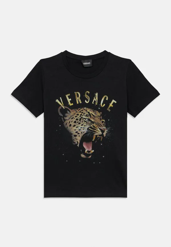 Простая футболка унисекс с принтом тигра Versace, Nero/Multi-Coloured