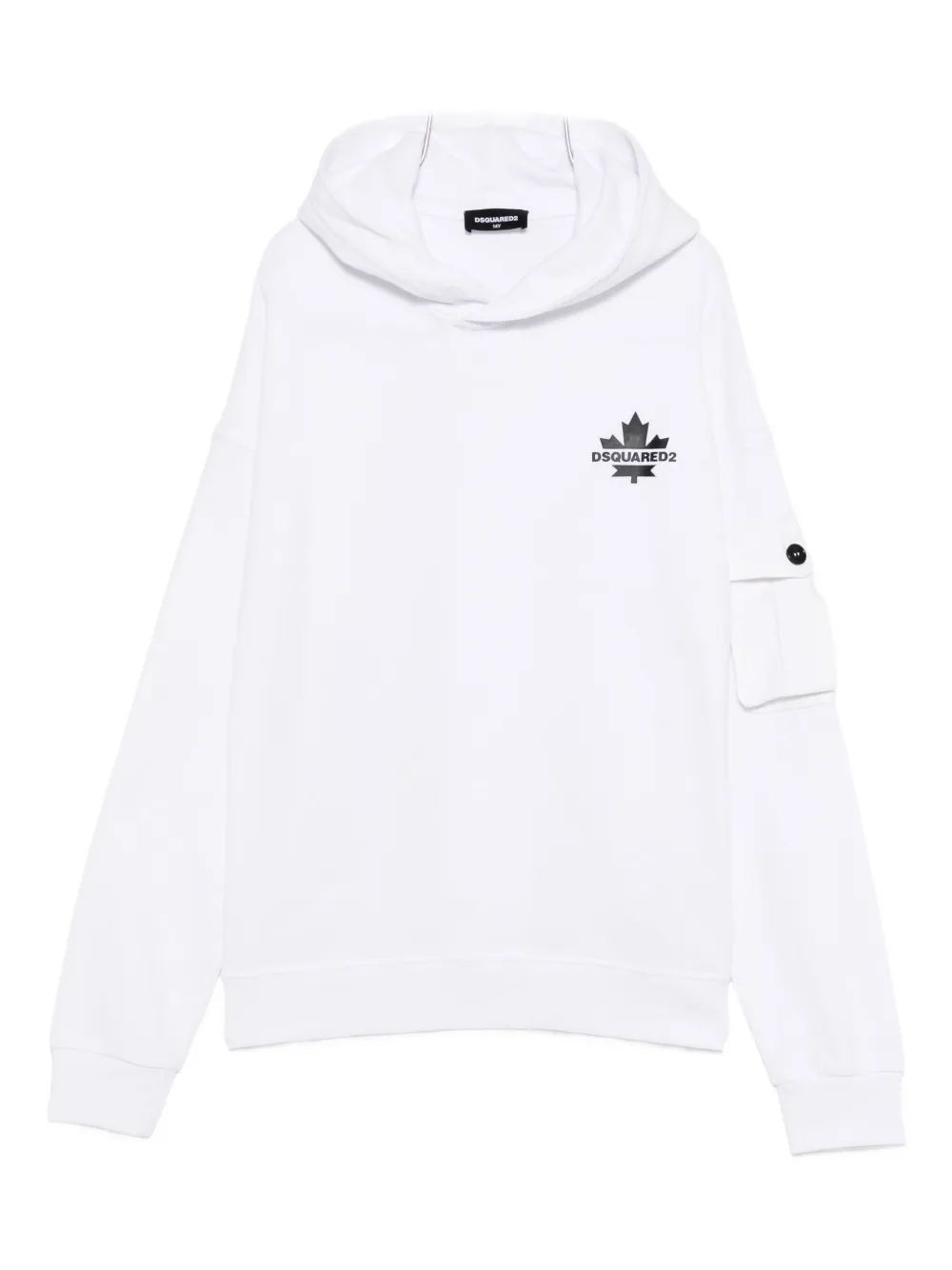 

Толстовка с капюшоном и карманом в виде кленового листа DSQUARED2 KIDS, белый