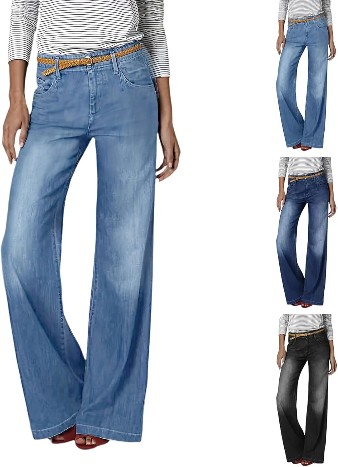 

Прямые джинсы для женщин Stretchy High Waisted с эластичным поясом