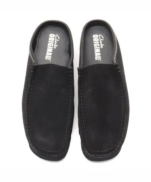Кроссовки-слипоны Clarks Wallabee Slip, замша, чёрный — фото 2