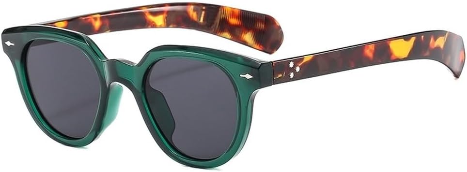 

Модные овальные женские солнцезащитные очки в стиле ретро с заклепками, мужские трендовые солнцезащитные очки с градиентным покрытием UV400 желто-синего цвета SKFGNX, Green Leopard Grey