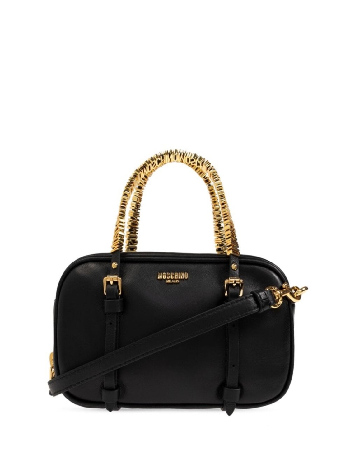 

Moschino кожаная мини-сумка с логотипом, черный