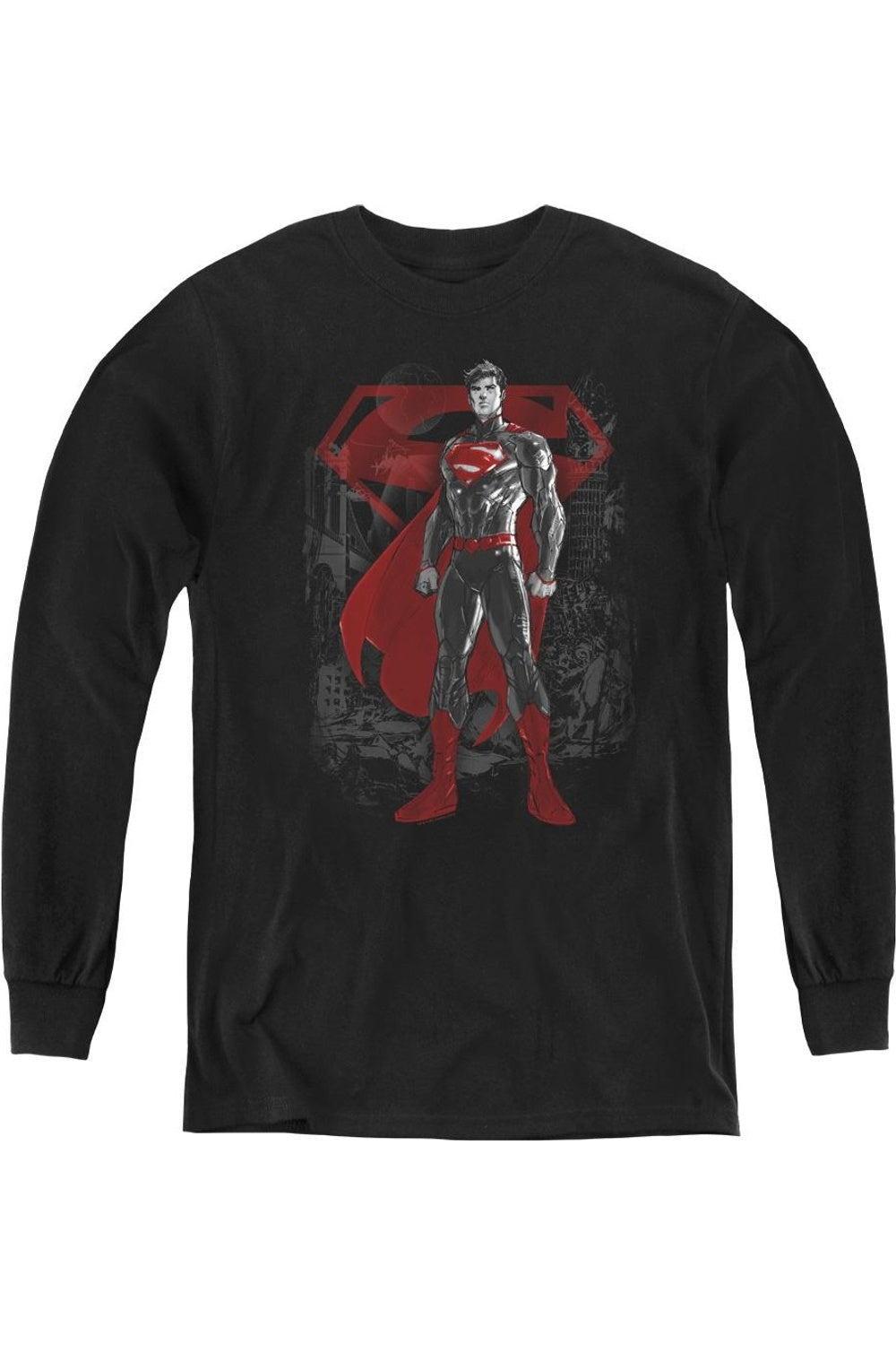 

Футболка с длинным рукавом Superman Aftermath для детей Gildan, черный