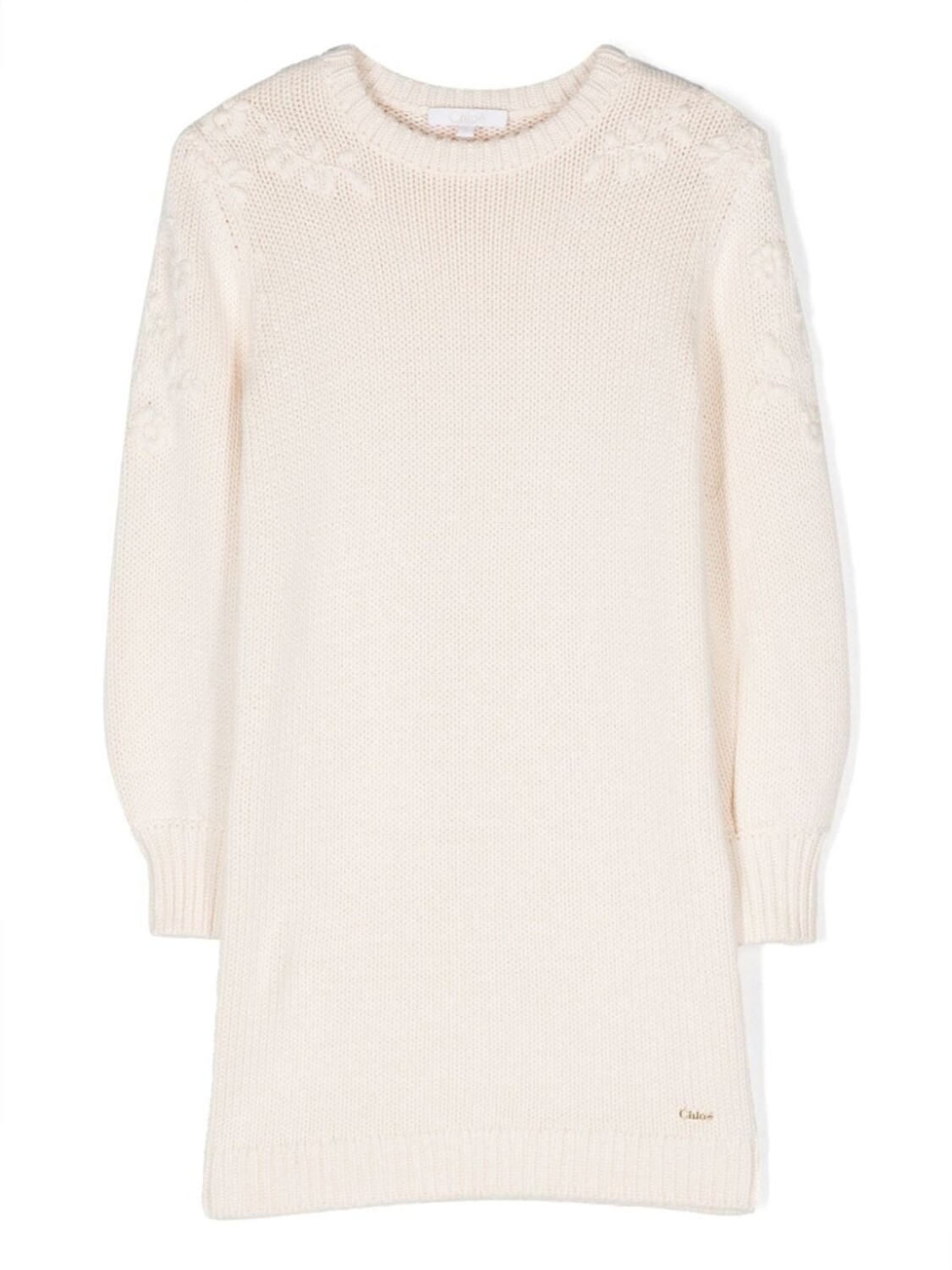 

Chloé Kids трикотажное платье с длинными рукавами, нейтральный цвет