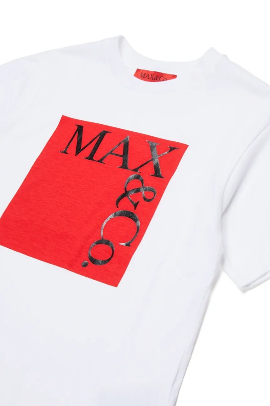 Детская хлопковая футболка Max&Co Maxt1f Max&Co., белый — фото 3