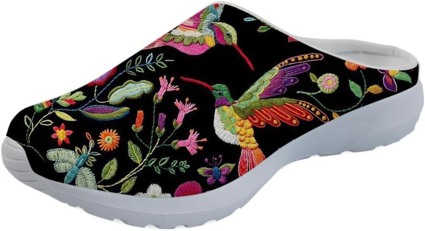 

Кроссовки-сабо Forchrinse Blue Hibiscus для женщин с сетчатой верхней частью, легкие и дышащие, для прогулок, Hummingbird Floral