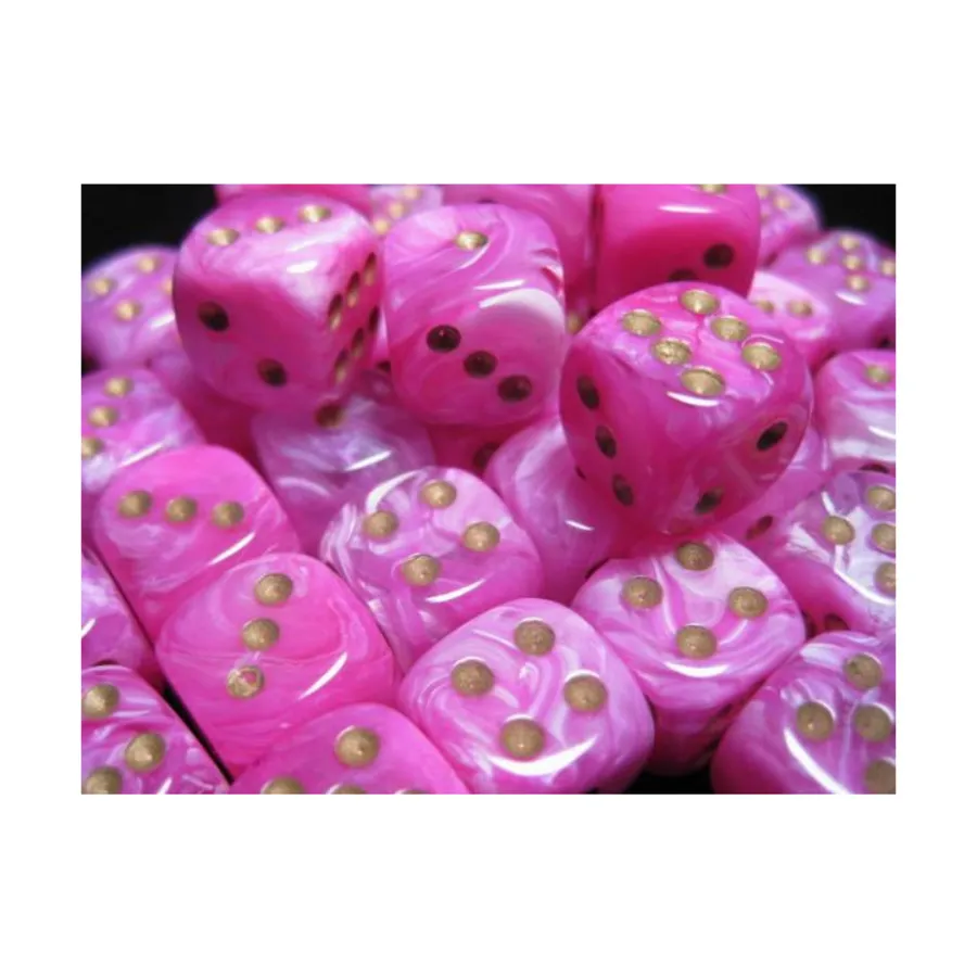 

d6 12мм Розовый с золотом (36), Dice - Vortex - d6 (Chessex)