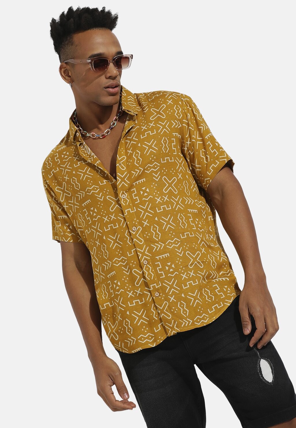 

Рубашка TRENDY COLE Campus Sutra, горчично-желтый