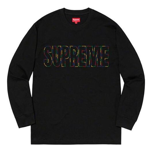 

Футболка ss19 international ls tee black logo tee Supreme, черный