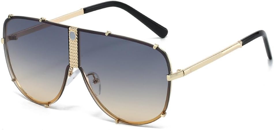 

Большие солнцезащитные очки-щиток для женщин в винтажном стиле стимпанк, металлические овальные солнцезащитные очки, модные очки-маска с защитой от УФ-излучения UV400 WNCKSQ, C5goldgreenyellow