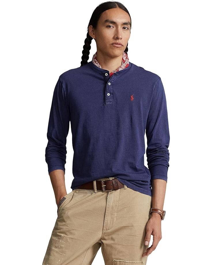 

Рубашка Polo Ralph Lauren Slub Jersey Henley, темно-синий