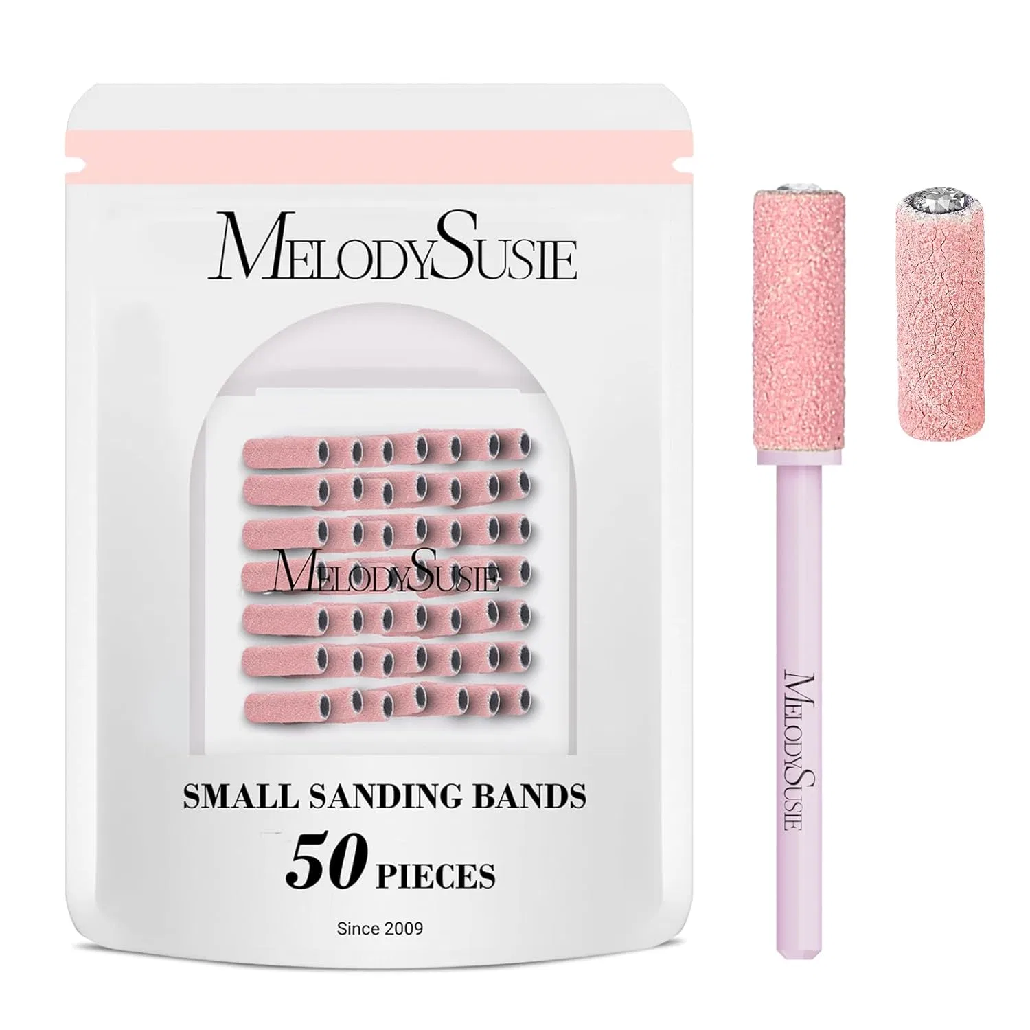 Набор из 50 насадок MelodySusie для фрезера, 180 грит, розовые ‎Melodysusie, Pink (With 3.1 Mm Mandrel)
