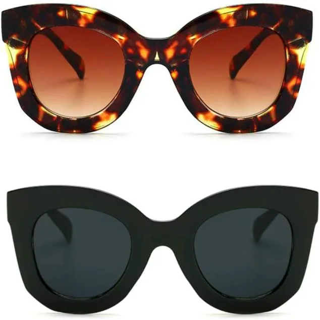 

Модные солнцезащитные очки-бабочки с толстыми линзами и веснушками для женщин, стильные круглые солнцезащитные очки «кошачий глаз» Freckles Mark, Tortoise Brown+black