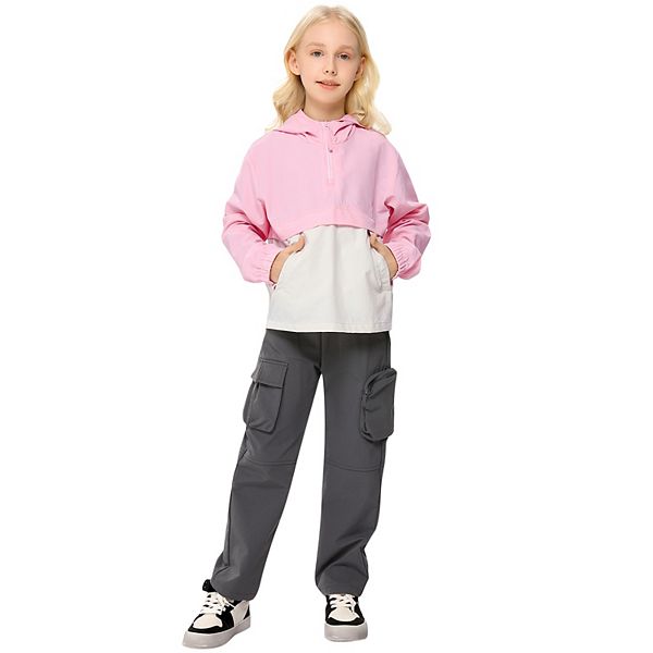 

Детская худи-ветровка с капюшоном, полумолнией и карманом-кенгуру Elitechoice, Pink