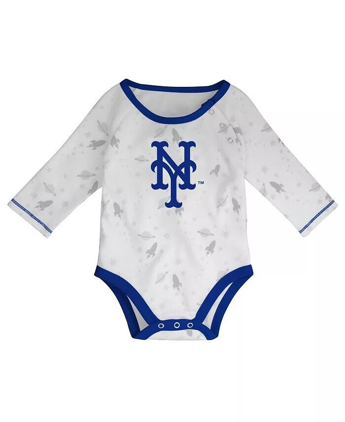 Комплект из боди New York Mets Dream Team, шапочки и штанов для новорожденных и младенцев, для мальчиков и девочек королевского размера, белого цвета Outerstuff — фото 3