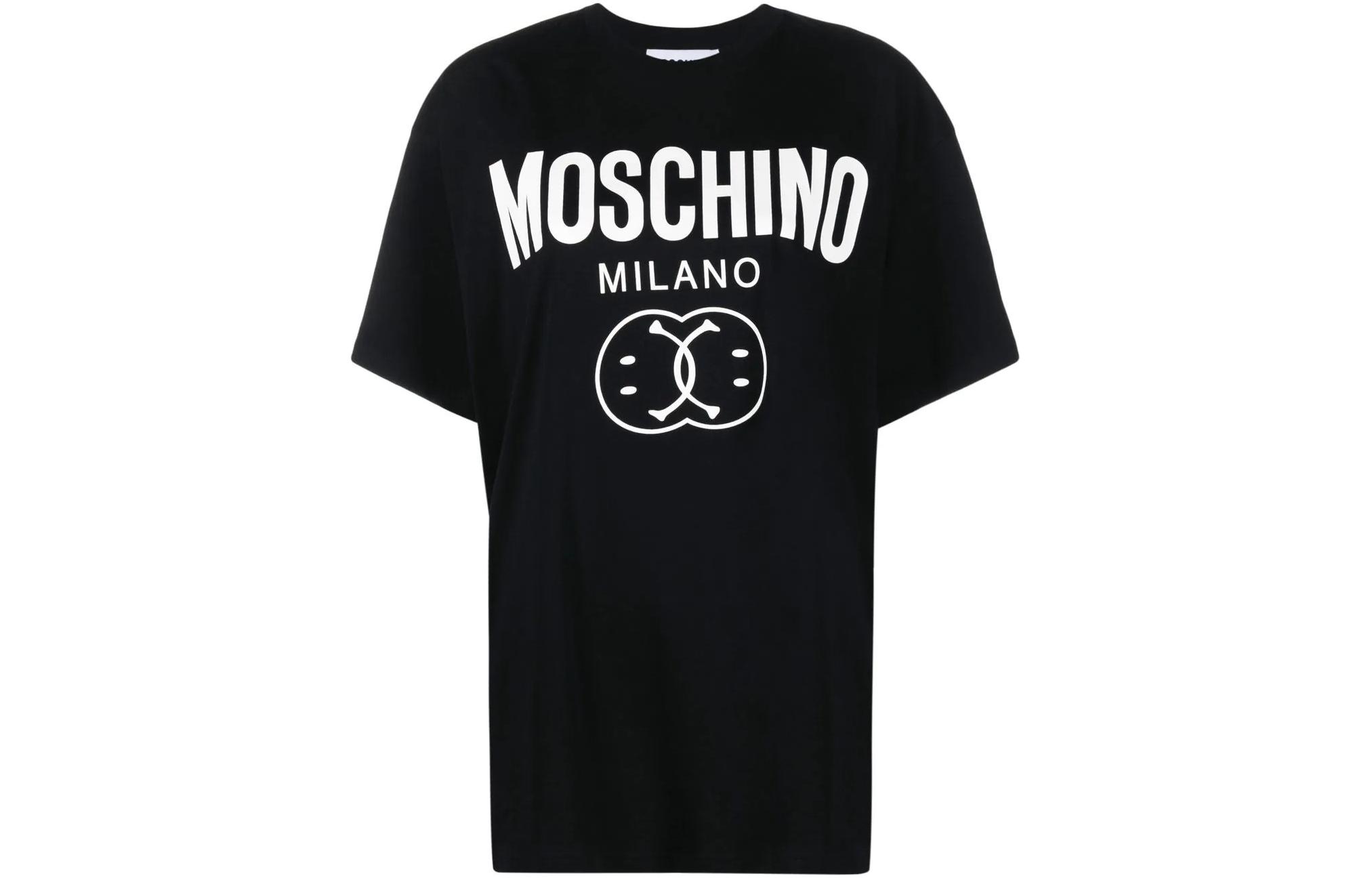 

Moschino Женская черная футболка с круглым вырезом, умеренно прямой крой, Черный, Moschino Женская черная футболка с круглым вырезом, умеренно прямой крой