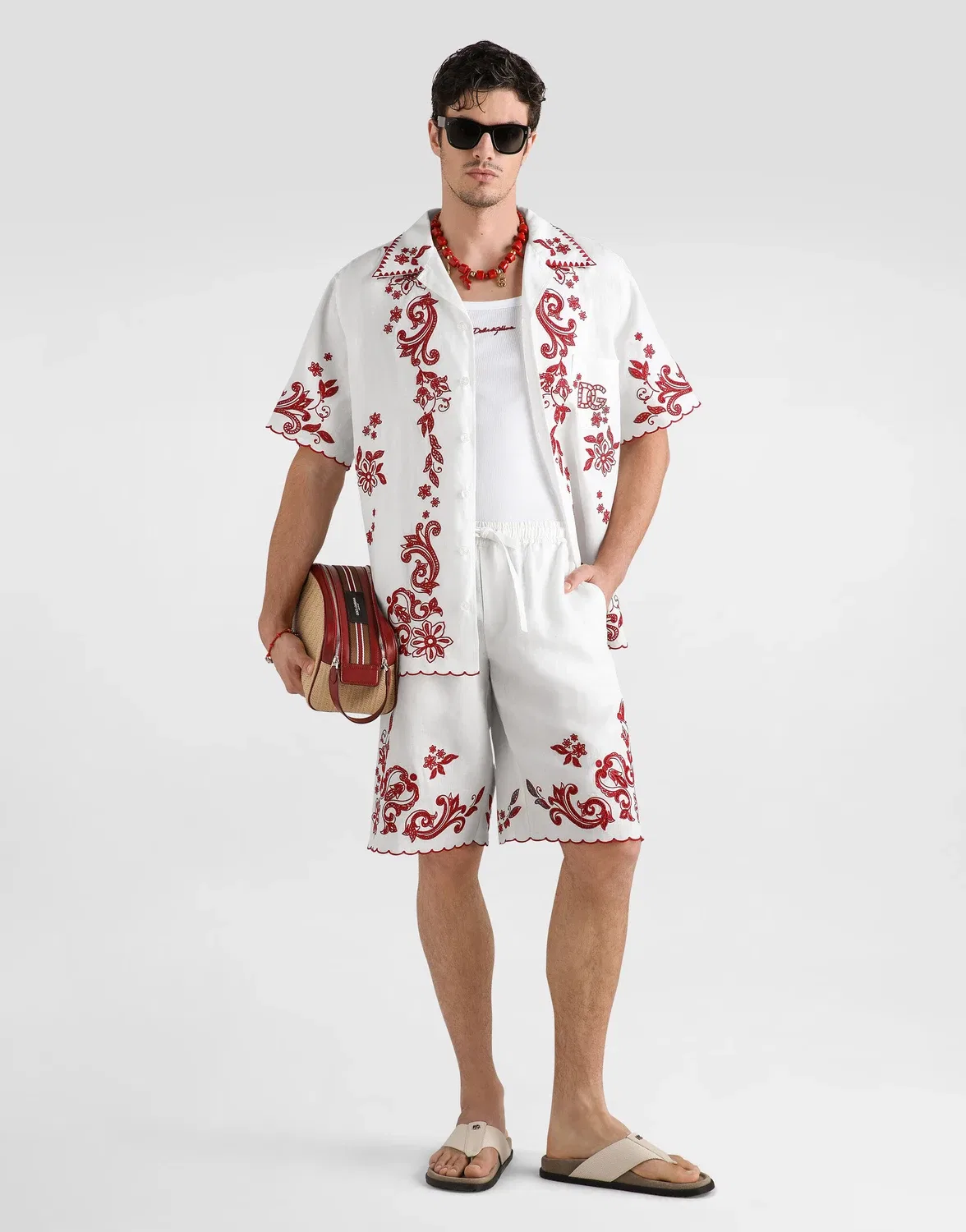 Хлопковая майка с вышивкой DG DOLCE & GABBANA, белый — фото 2