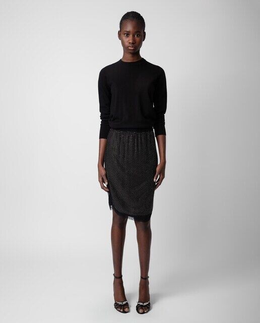 

Юбка Jozy из шелка с кружевом и стразами Zadig & Voltaire, черный