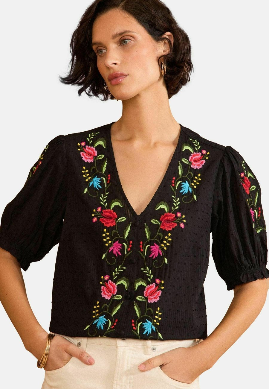 

Блуза Love & Roses DOBBY PUFF SLEEVE EMBROIDERED, Black
