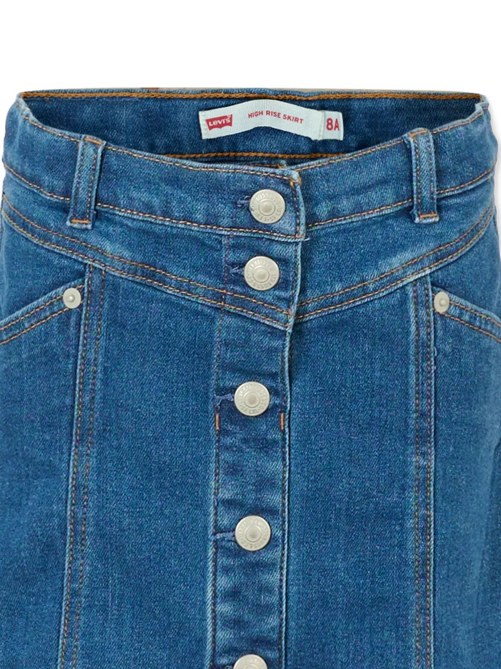 Джинсовая юбка на пуговицах спереди Levi's Kids, синий — фото 3