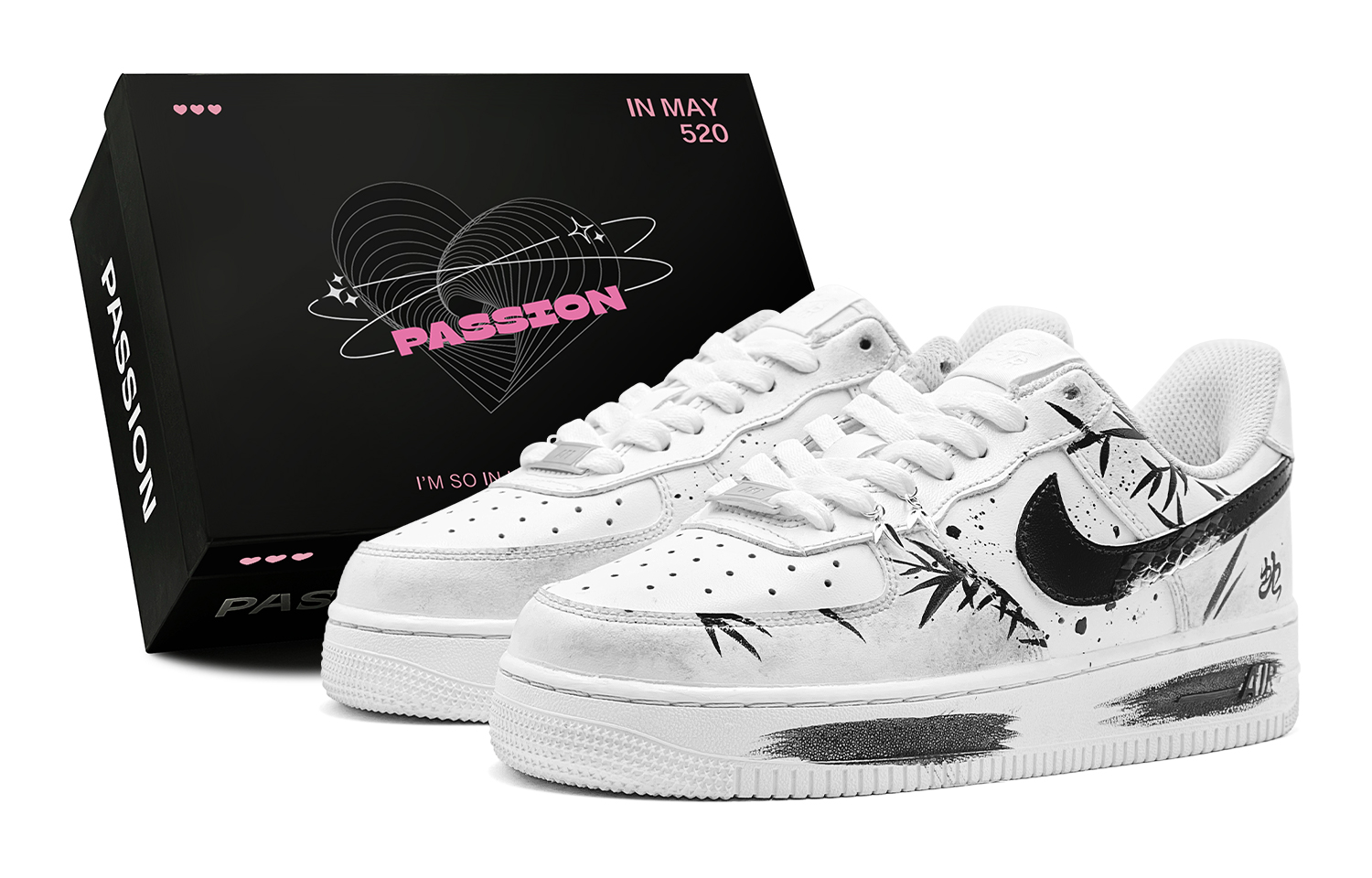 

Низкие детские кроссовки для скейтбординга Air Force 1 Bamboo Ink Snake Charm для подростков Nike, черный