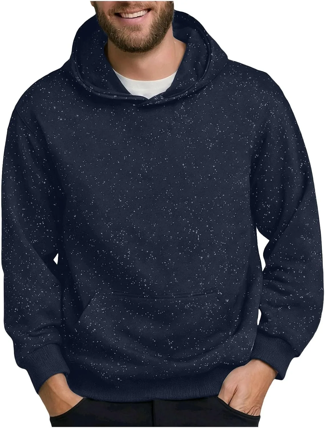 

Мужская блестящая толстовка с капюшоном Casual Cotton, длинный рукав, с карманами