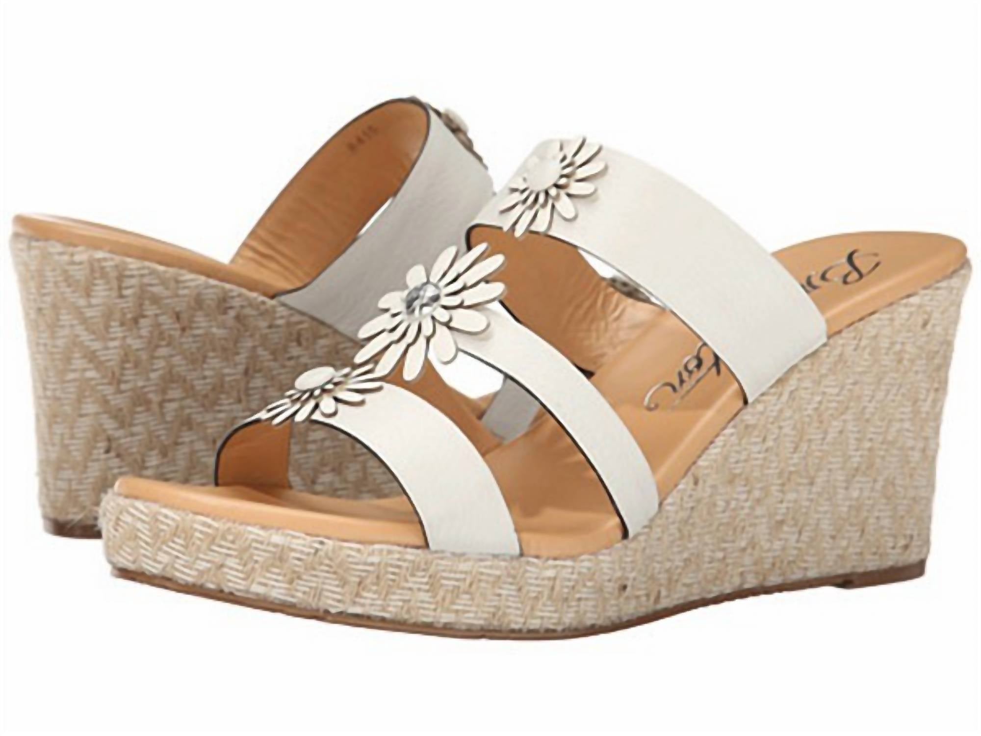 Сандалии Dandy Daisy Ivory White Leather Strappy Slip On Wedge Brighton