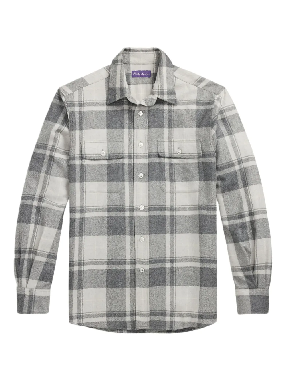

Клетчатая рубашка с карманом Ralph Lauren Purple Label, серый