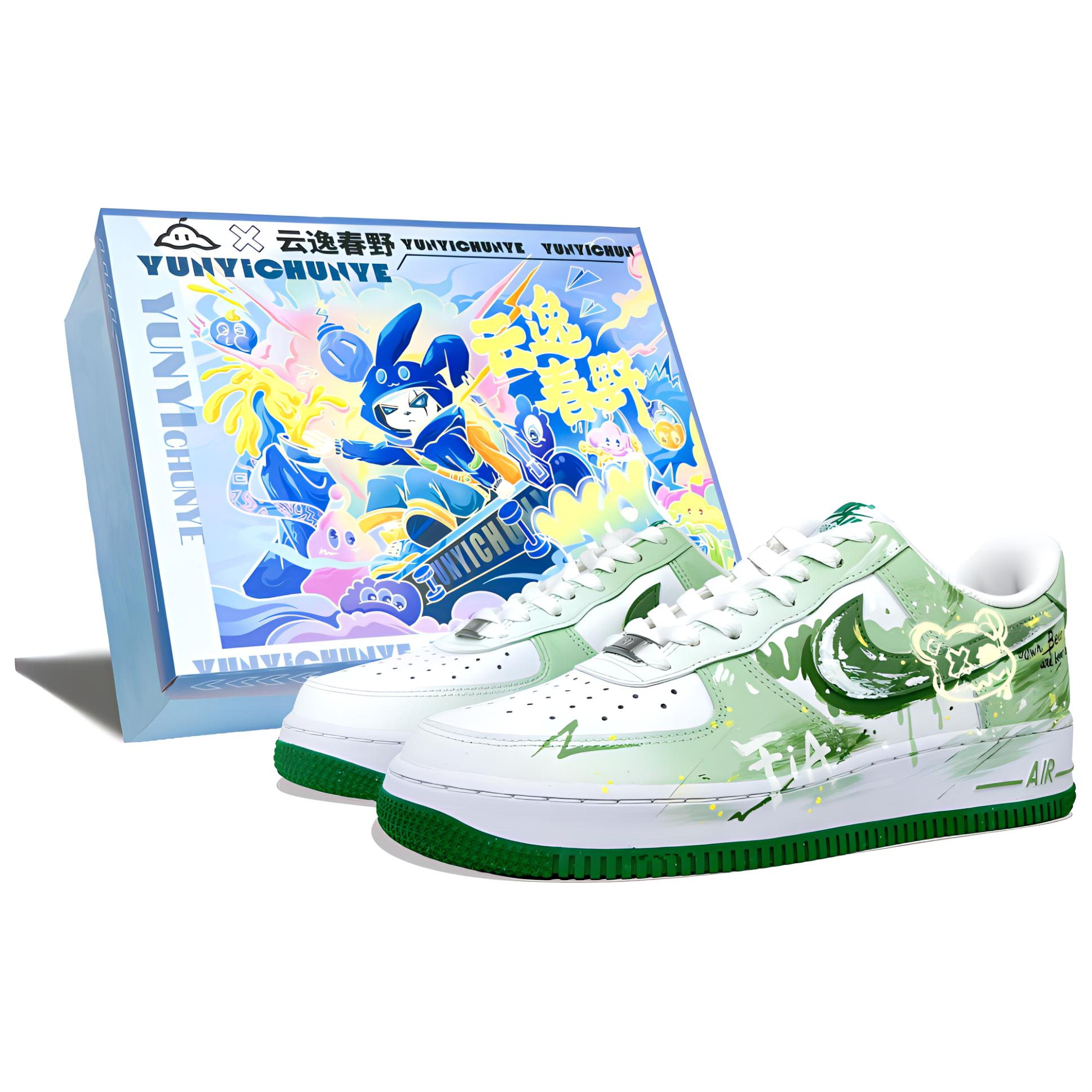 

Nike Кроссовки Air Force 1 с низким верхом, амортизирующие, противоскользящие, износостойкие, для скейтбординга, мужские, зеленые