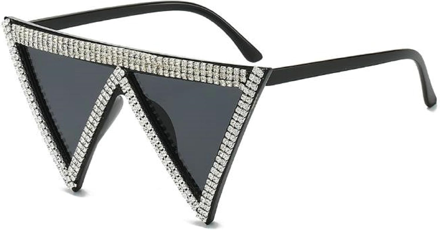 

Модные солнцезащитные очки-треугольники с бриллиантами для женщин, солнцезащитные очки-щитки с блестящими стразами, праздничные солнцезащитные очки для дам mincl, Black