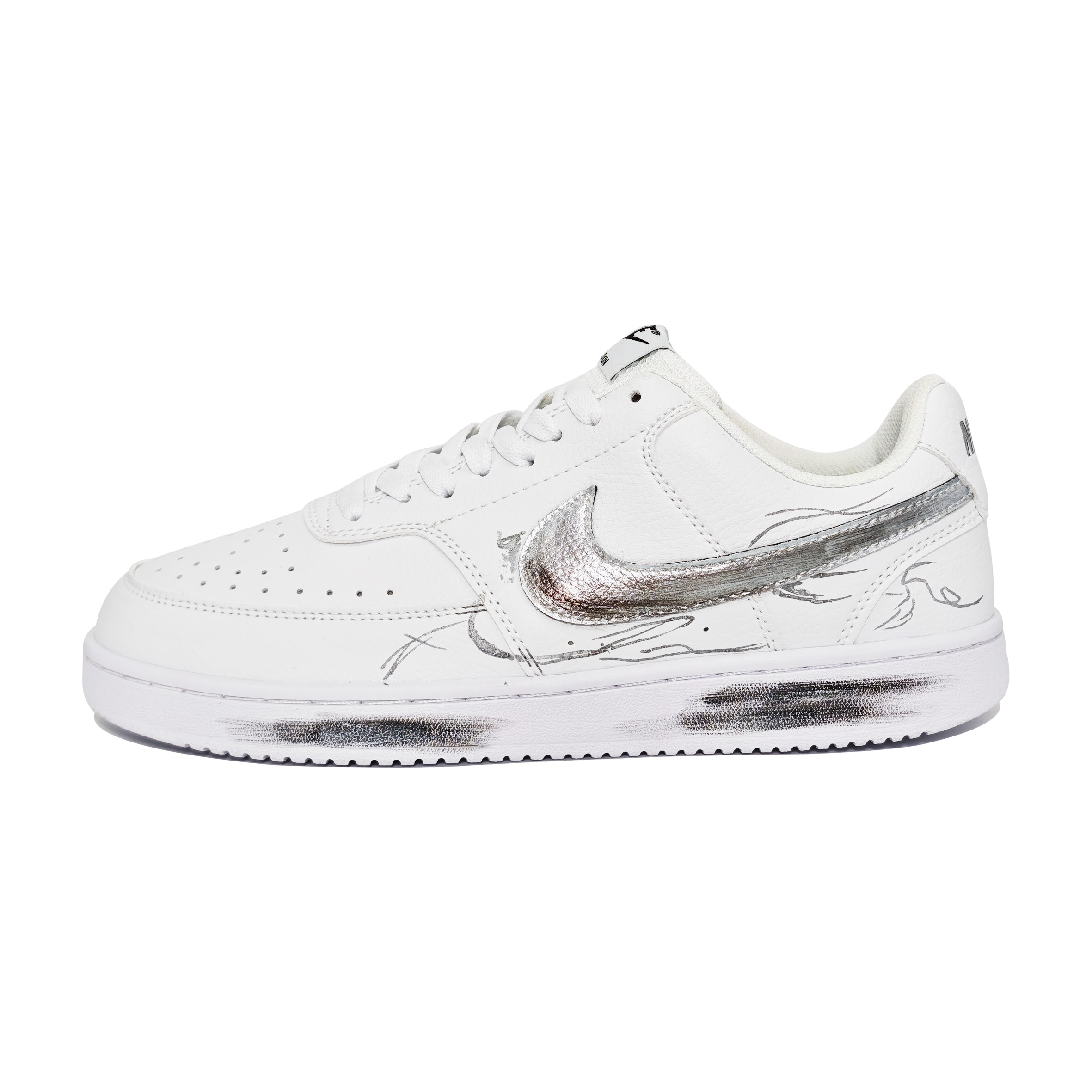 

Court Vision 1 Mercury Knight кожаные кроссовки с амортизацией, устойчивые к истиранию и скольжению, низкие, для скейтбординга, мужские Nike, белый