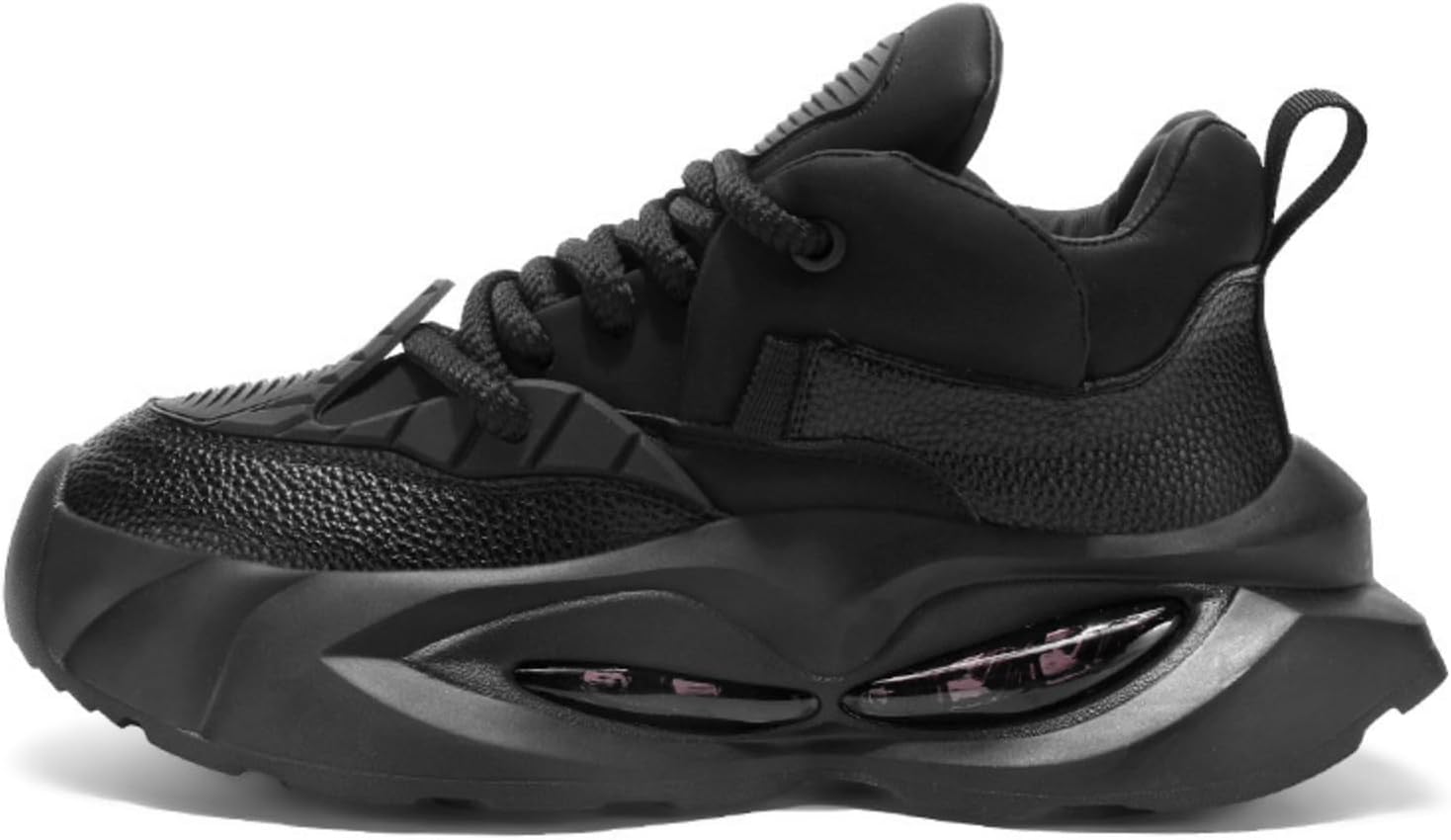 

Мужские кроссовки с массивной подошвой, увеличивающие рост, шнуровка, стиль Dad Shoes, кожаные спортивные, повседневные прогулочные обувь для уличной моды Azttoztto, черный