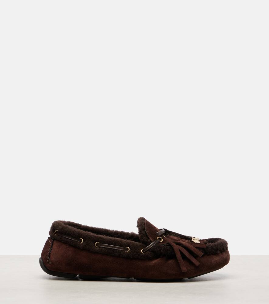 Манон замшевые топсайдеры с отделкой из овчины Jimmy Choo, Chocolate/Chocolate — фото 4