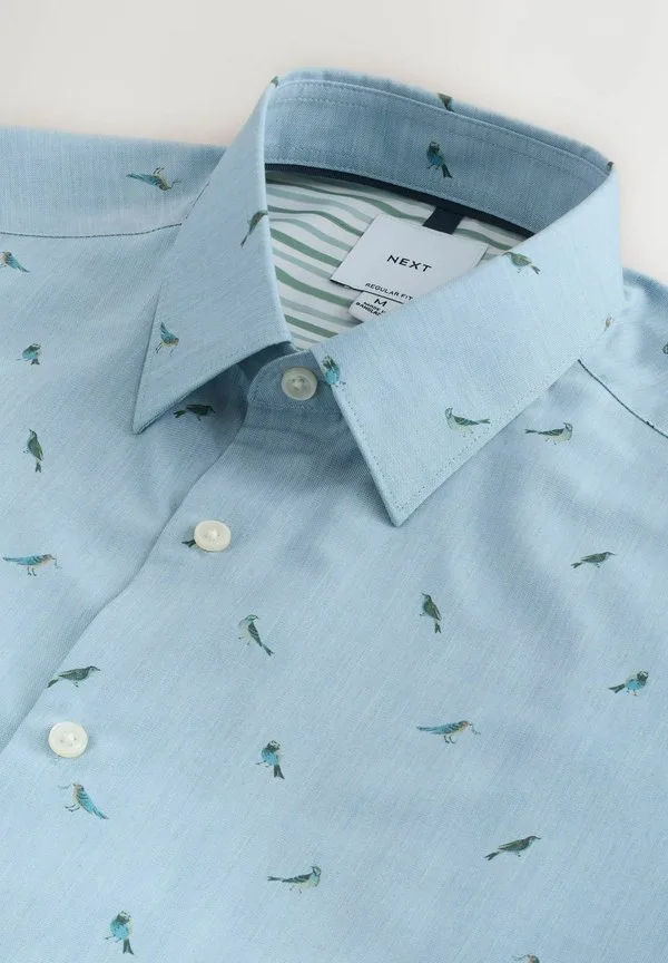 Рубашка классического кроя, удобная в уходе, с принтом, стильная Next, Blue Marl Bird — фото 3