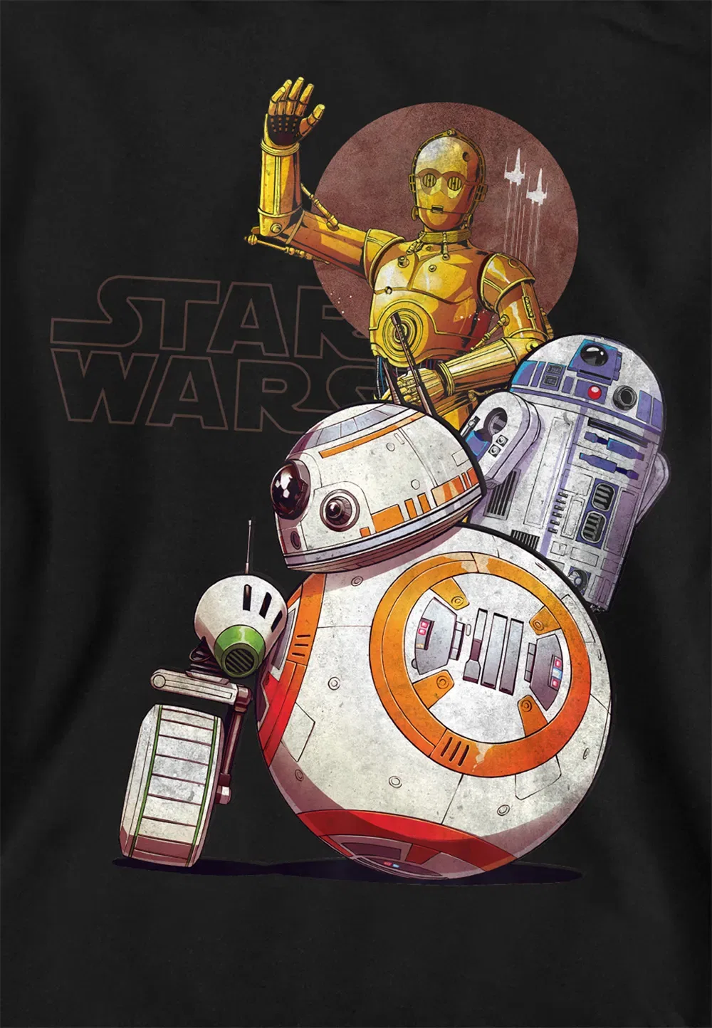 Детская худи Star Wars с дроидами, Disney, черный — фото 2