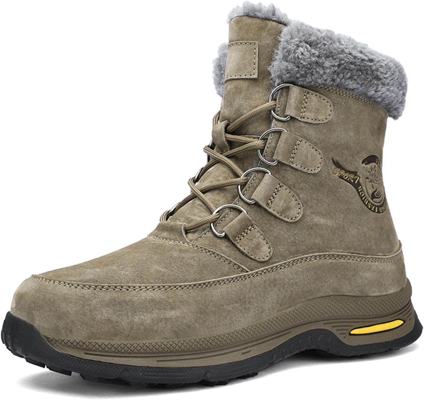 

Мужские высокие зимние водонепроницаемые и теплые снежные ботинки Myallfeet, зимняя мода, замша, противоскользящие, с термоизоляцией, прочные зимние ботинки с толстой подошвой, водонепроницаемые и утолщенные походные ботинки, хаки