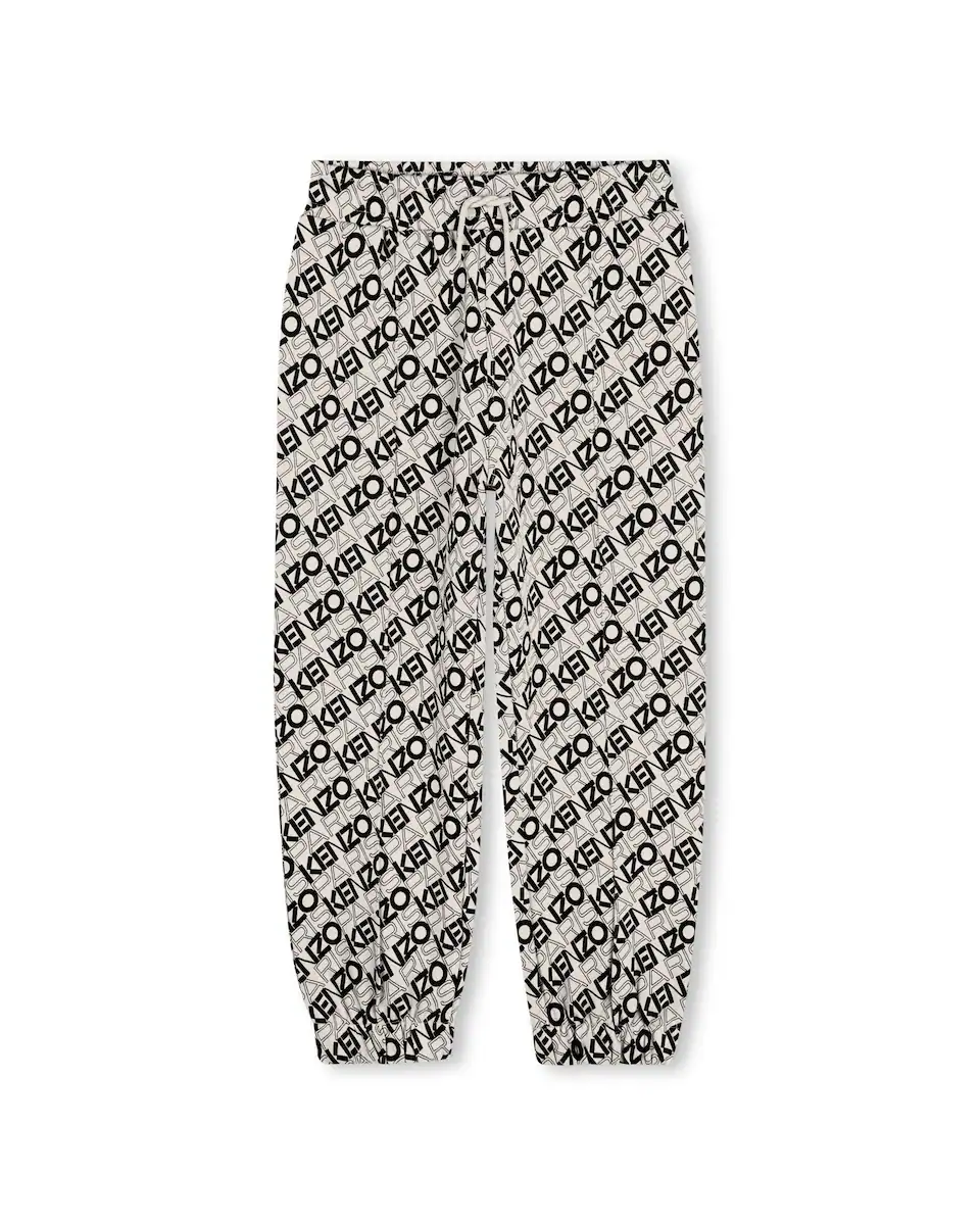 

Спортивные брюки для мальчика с принтом монограммы Kenzo Kids, белый