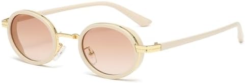 

Овальные панк-солнцезащитные очки для женщин, металлические оправы, солнцезащитные очки для мужчин, классический винтажный стимпанк, солнцезащитные очки UV400 MTZJH, Beige