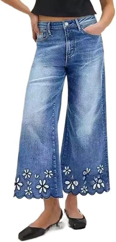 

Женские джинсы Wide Leg High Waisted Straight-Leg с принтом