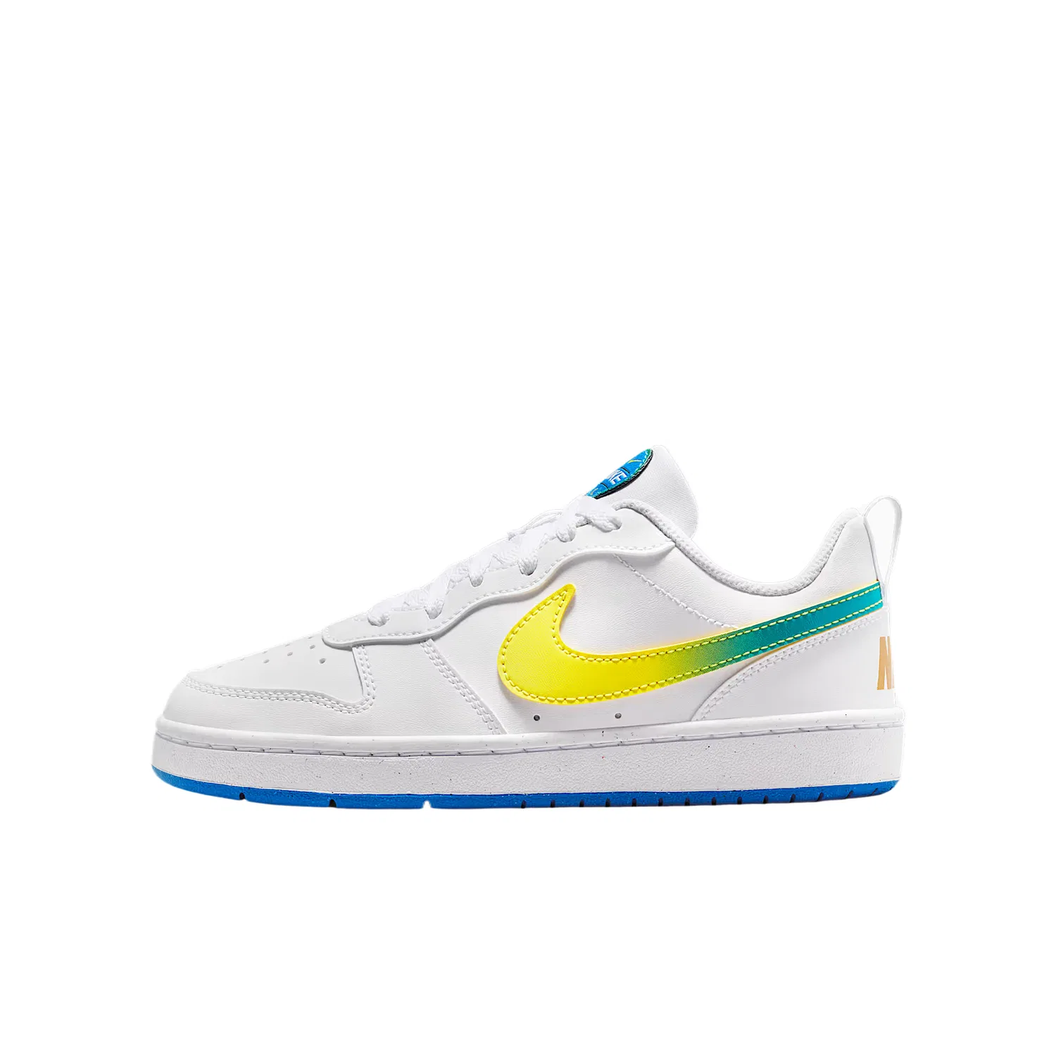 Кроссовки для скейтбординга Court Burrow из искусственной кожи, низкие, детские Nike, White/Soaring/Sonic Yellow